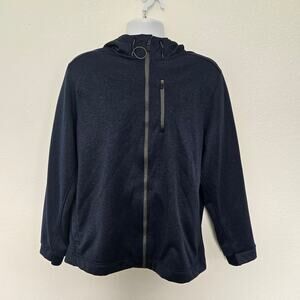 Izod Men's Navy Blue Zip Up Golf Athletic Jacket Fleece Lined w/ Hood Size L